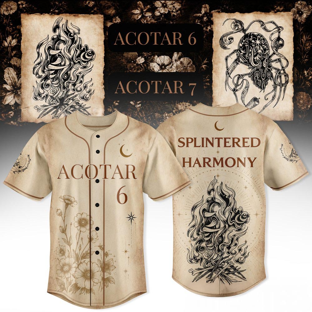 Sarah J Maas Splintered Harmony Baseball Jersey Fantasy Novel Reader Fan Shirt