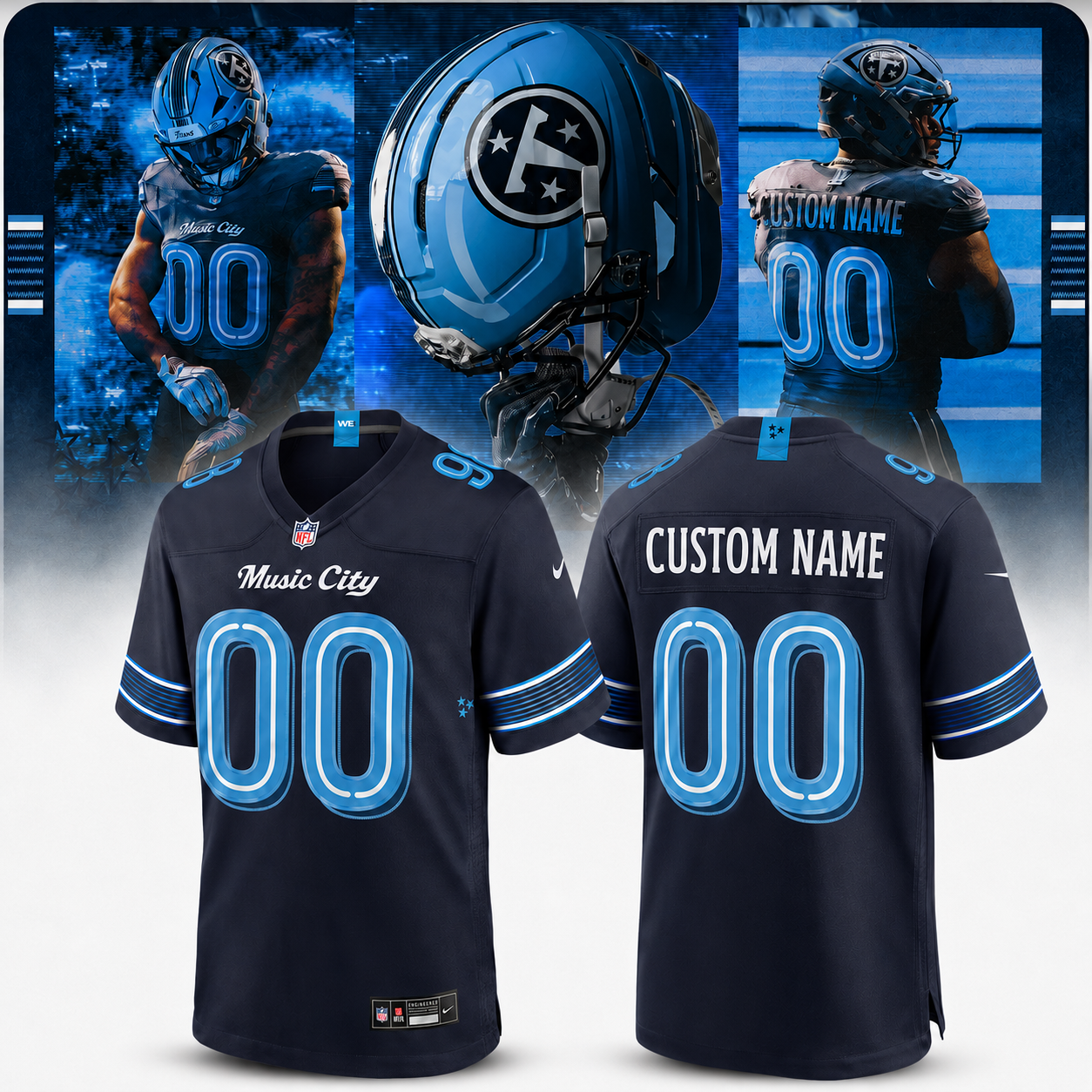 Tennessee Titans Rivalries Collection Custom Name Number 00 Men’s Football Game Jersey Personalized Game Day Fan Apparel Gift for Men and Women