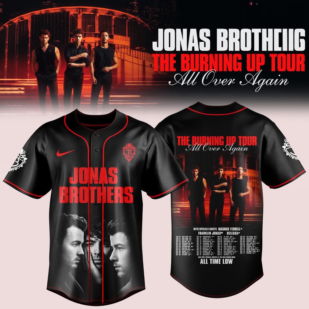 The Burning Up Tour All Over Again Jonas Brothers Baseball Jersey Concert Fan Apparel