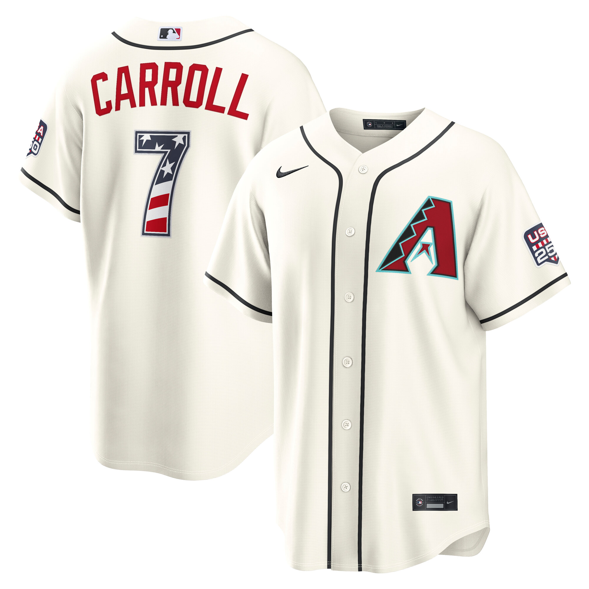 Arizona Diamondbacks Corbin Carroll Cream USA 250 Fourth of July Home Baseball Jersey