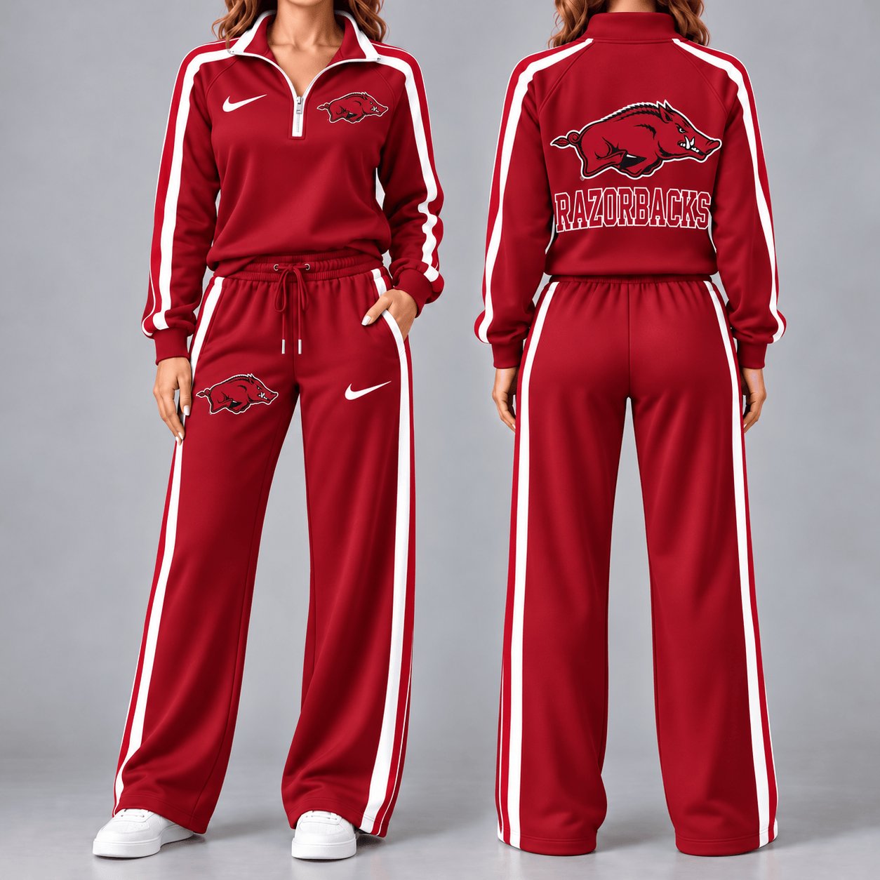 Arkansas Razorbacks Merch Game Day Half Zip Sweatshirt And Sweatpants Gift For Razorbacks Fans