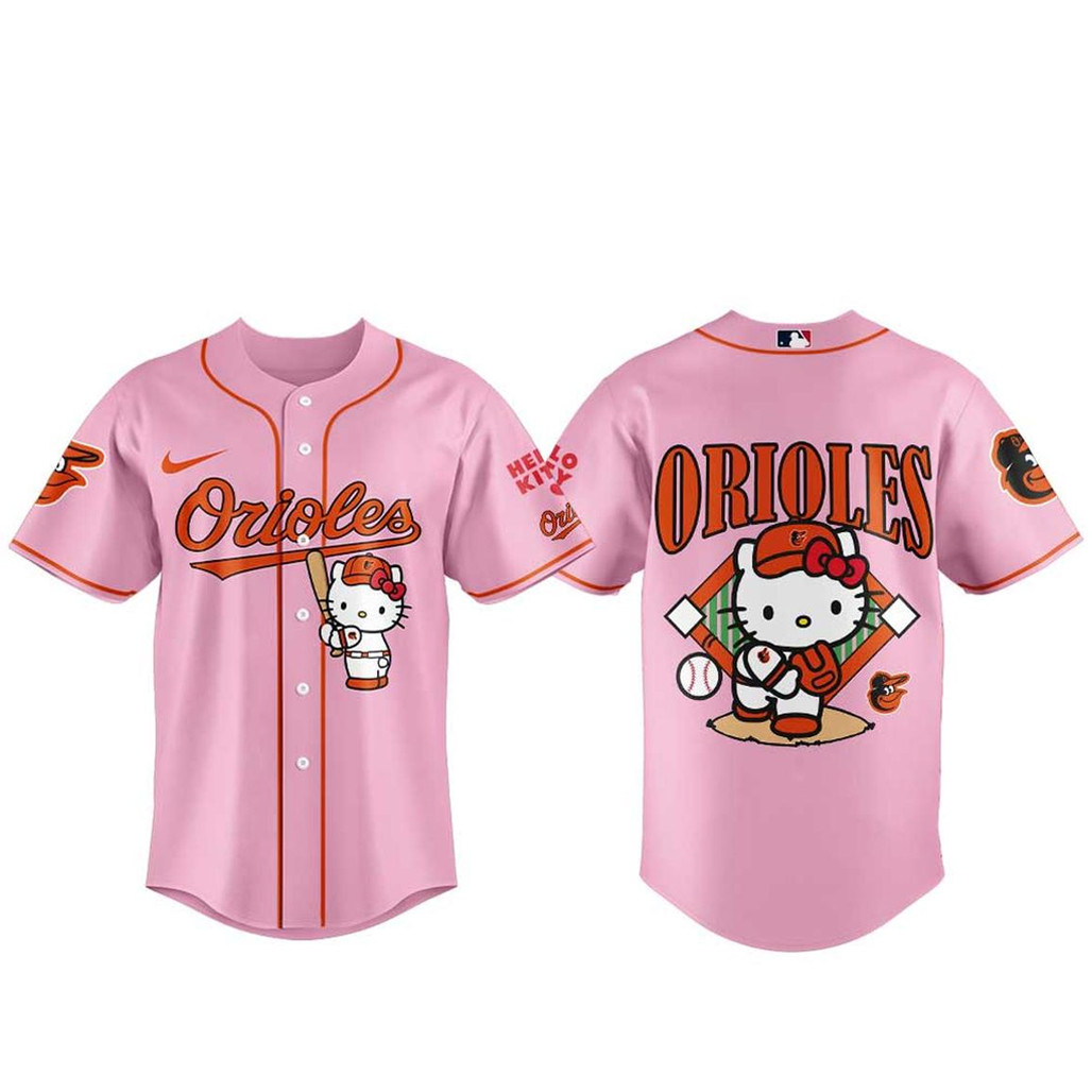 Baltimore Orioles Hello Kitty 2026 Kawaii Night Pink Baseball Jersey 1 - Unicasport Baltimore Orioles Hello Kitty 2026 Kawaii Night Pink Baseball Jersey