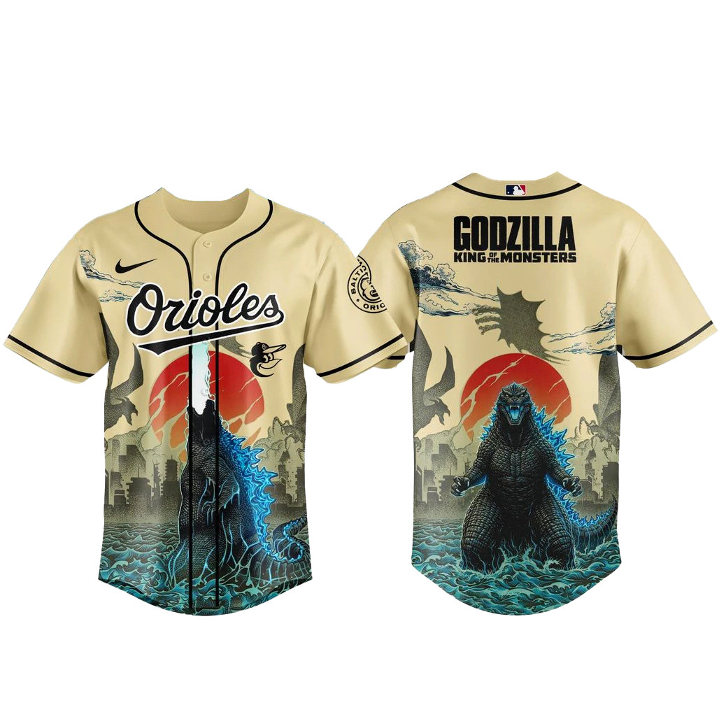 Baltimore Orioles x Godzilla King of The Monsters Baseball Jersey 1 - Unicasport Baltimore Orioles x Godzilla King of The Monsters Baseball Jersey