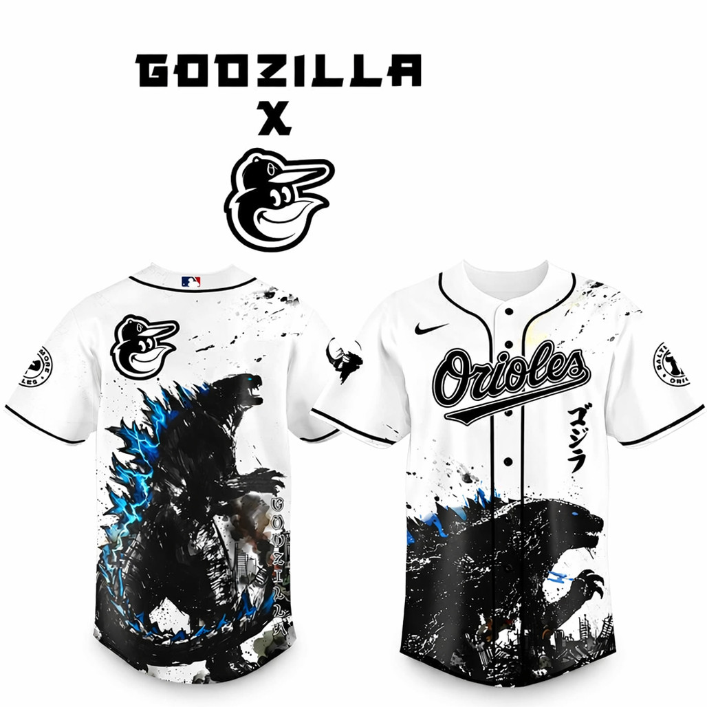 Baltimore Orioles x Godzilla Monster Baseball Jersey 1 - Unicasport Baltimore Orioles x Godzilla Monster Baseball Jersey