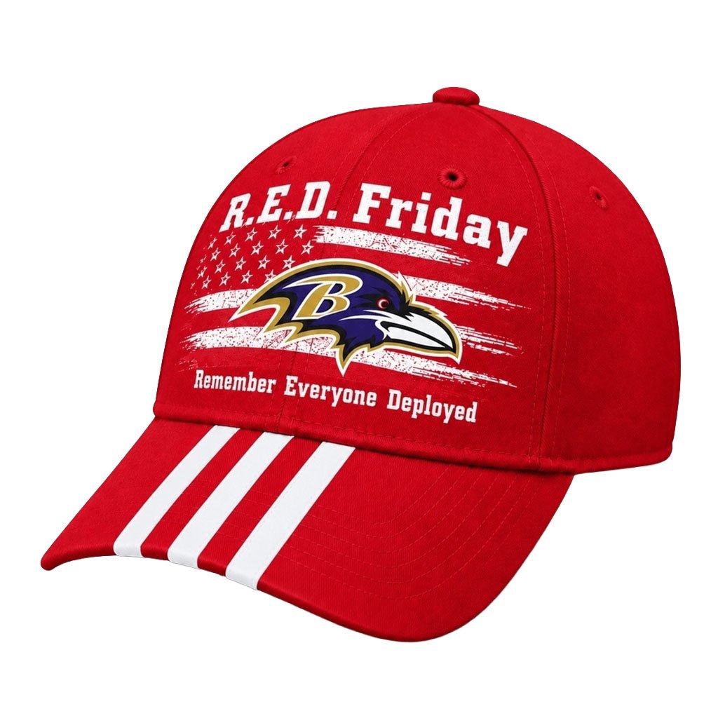 Baltimore Ravens RED Friday Remember Everyone Deployed Hat Ravens Merch Gifts For Football Fans