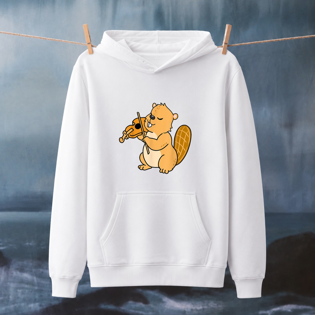 Beaver Playing Violin Hoodie