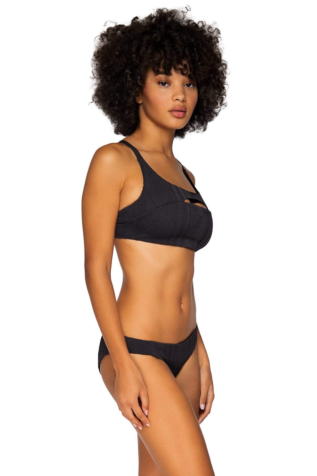Bikini Bottom Ellie Tab Side Ribbed Fabric Bathing Suit