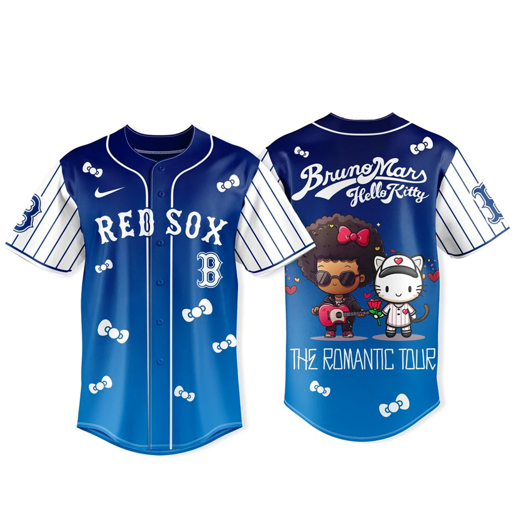 Boston Red Sox x Bruno Mars x Hello Kitty 2026 The Romantic Tour Baseball Jersey