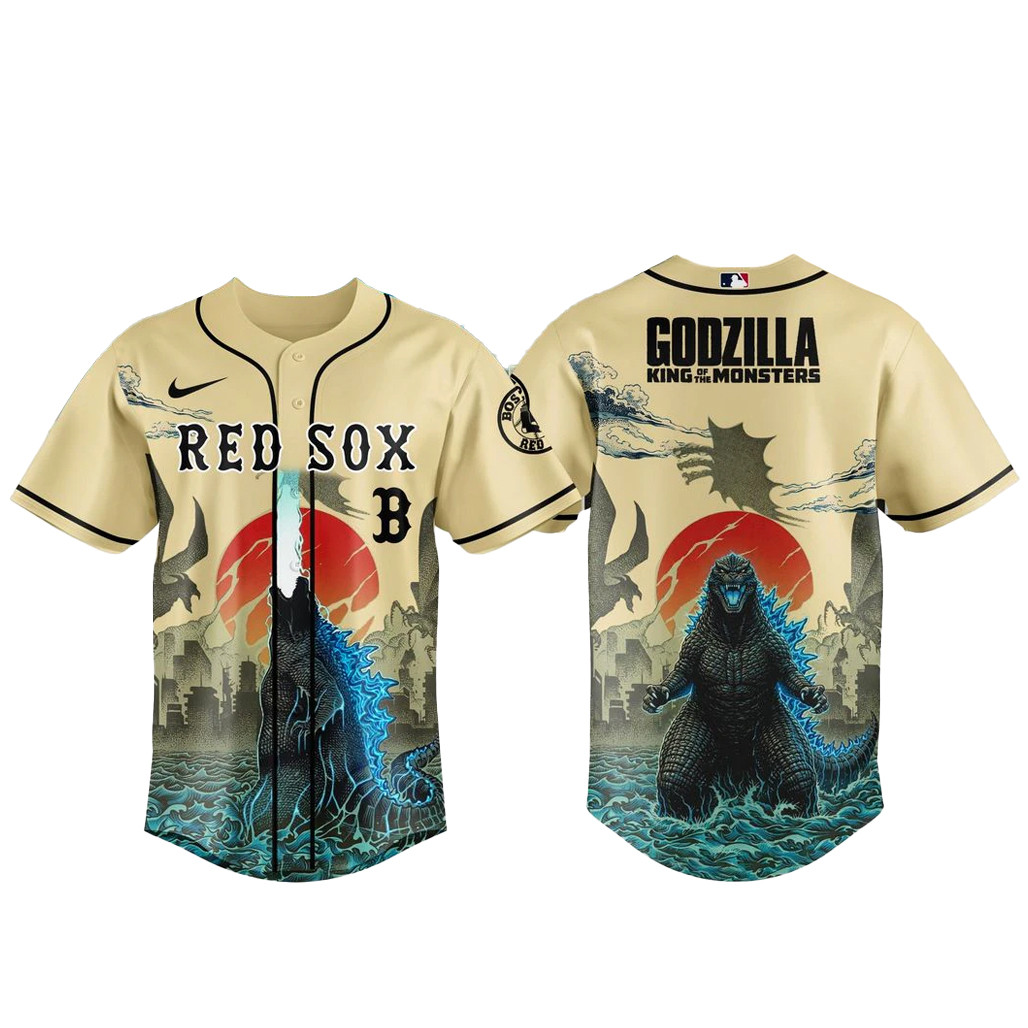 Boston Red Sox x Godzilla King of The Monsters Baseball Jersey 1 - Unicasport Boston Red Sox x Godzilla King of The Monsters Baseball Jersey