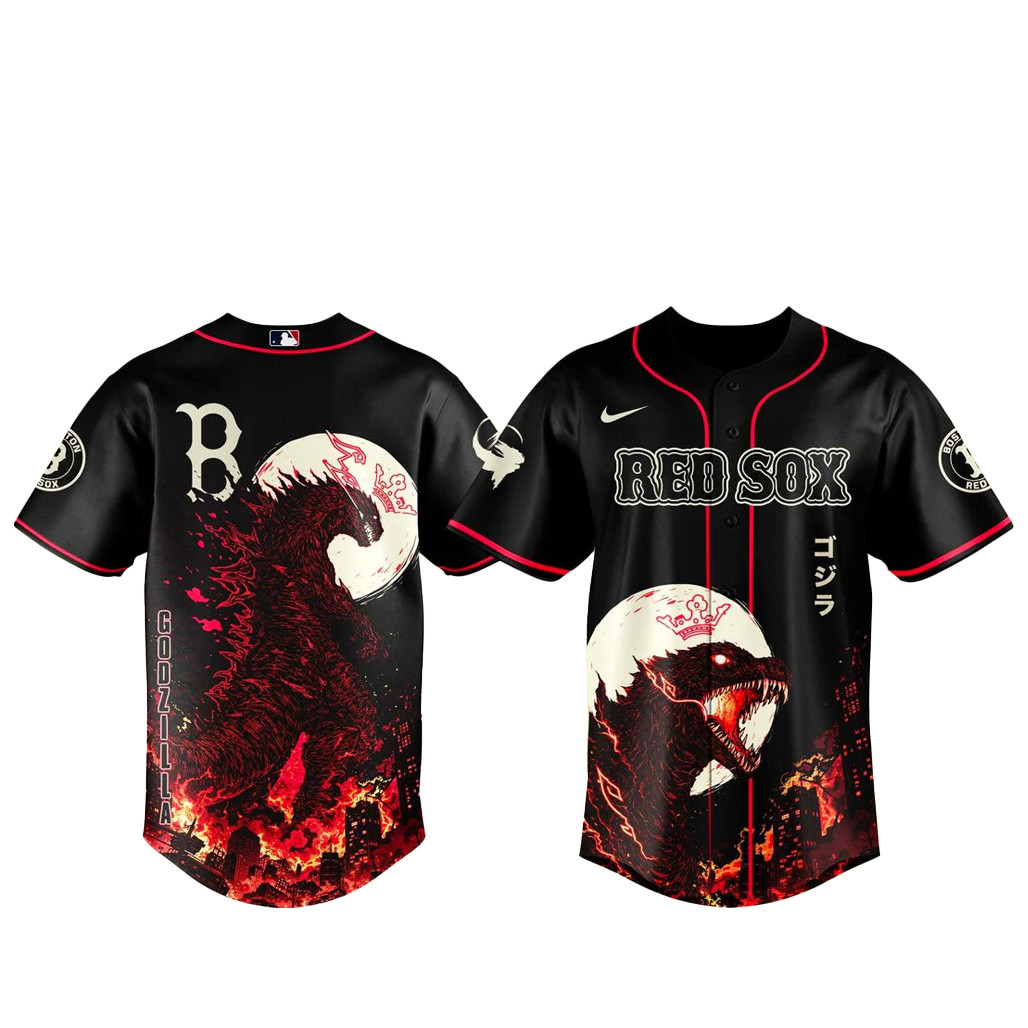Boston Red Sox x Godzilla Minus Zero Baseball Jersey 1 - Unicasport Boston Red Sox x Godzilla Minus Zero Baseball Jersey