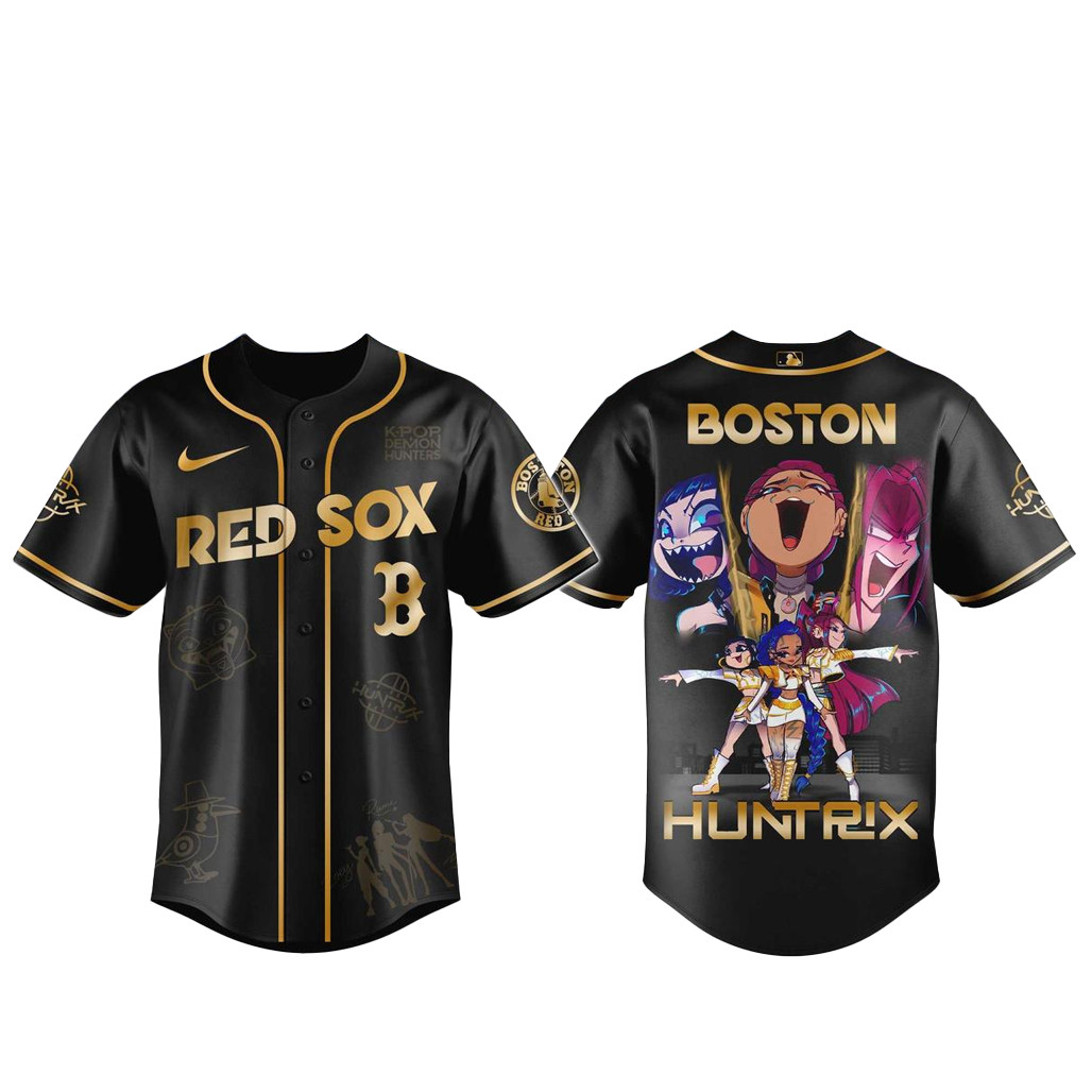 Boston Red Sox x Kpop Demon Hunter 2026 Golden Baseball Jersey 1 - Unicasport Boston Red Sox x Kpop Demon Hunter 2026 Golden Baseball Jersey