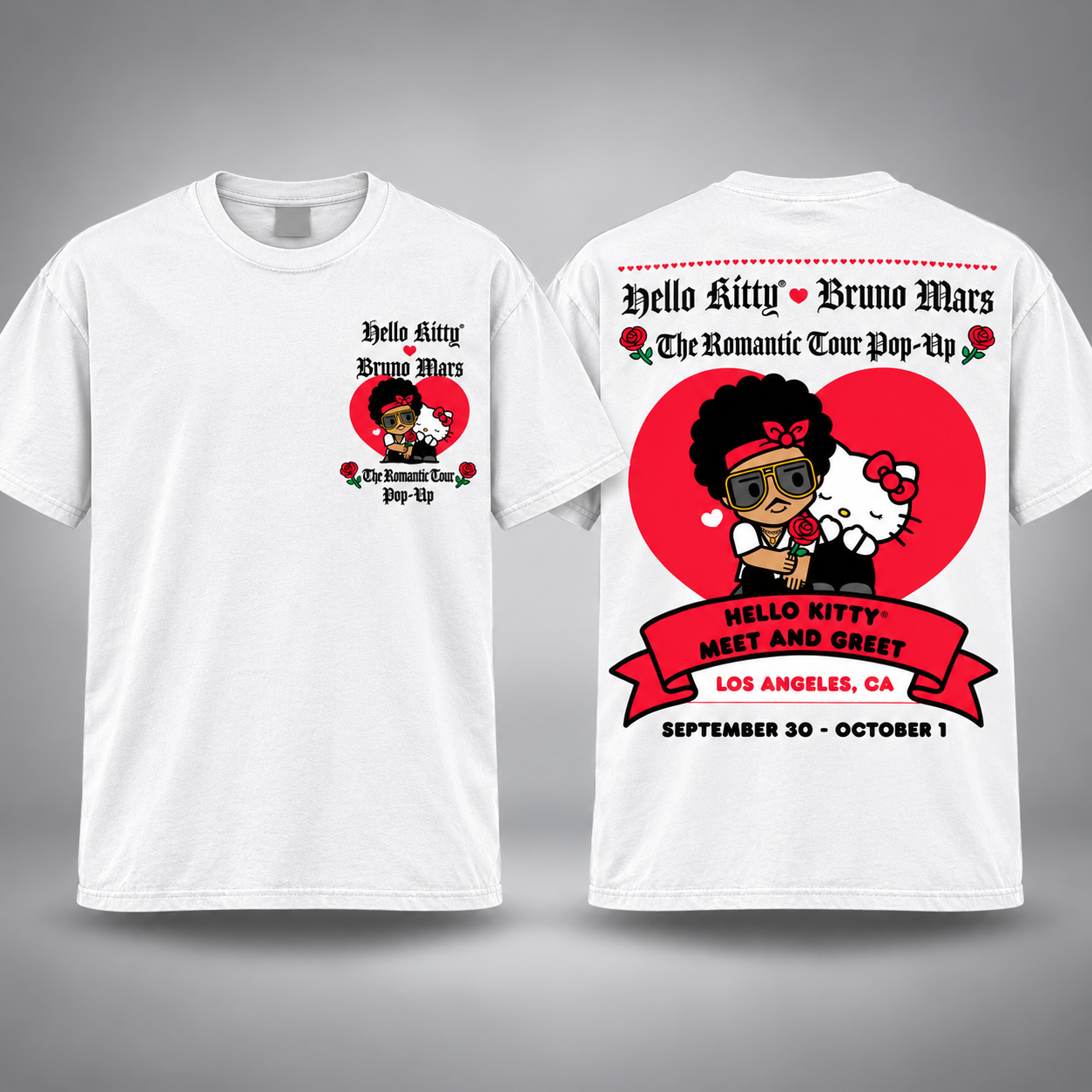 Bruno Mars Hello Kitty Romantic Tour Los Angeles 2026 T-Shirt Bruno Mars Hello Kitty Romantic Tour Los Angeles 2026 T-Shirt