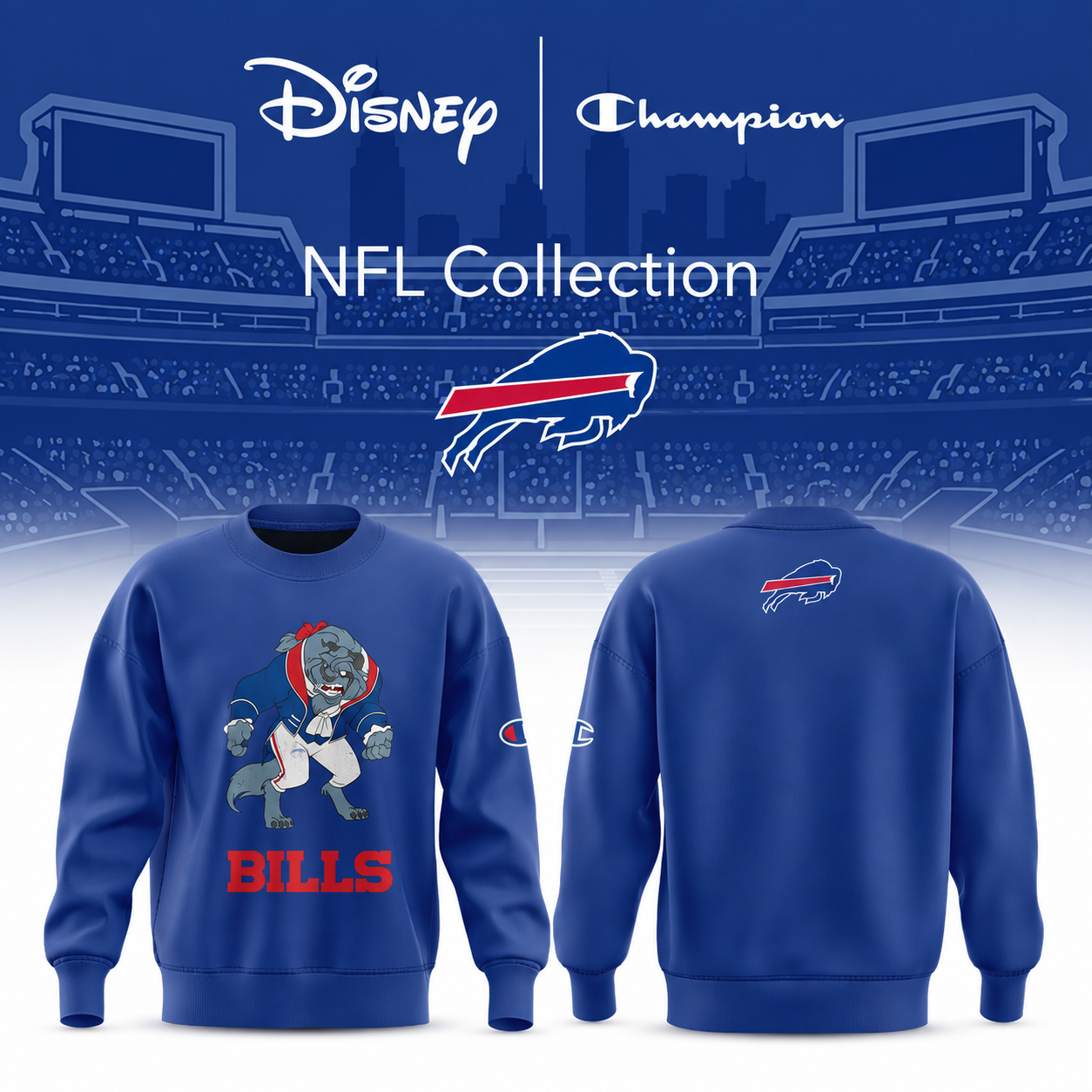 Buffalo Bills x Disney Champion NFL 2026 Merch Sweatshirt