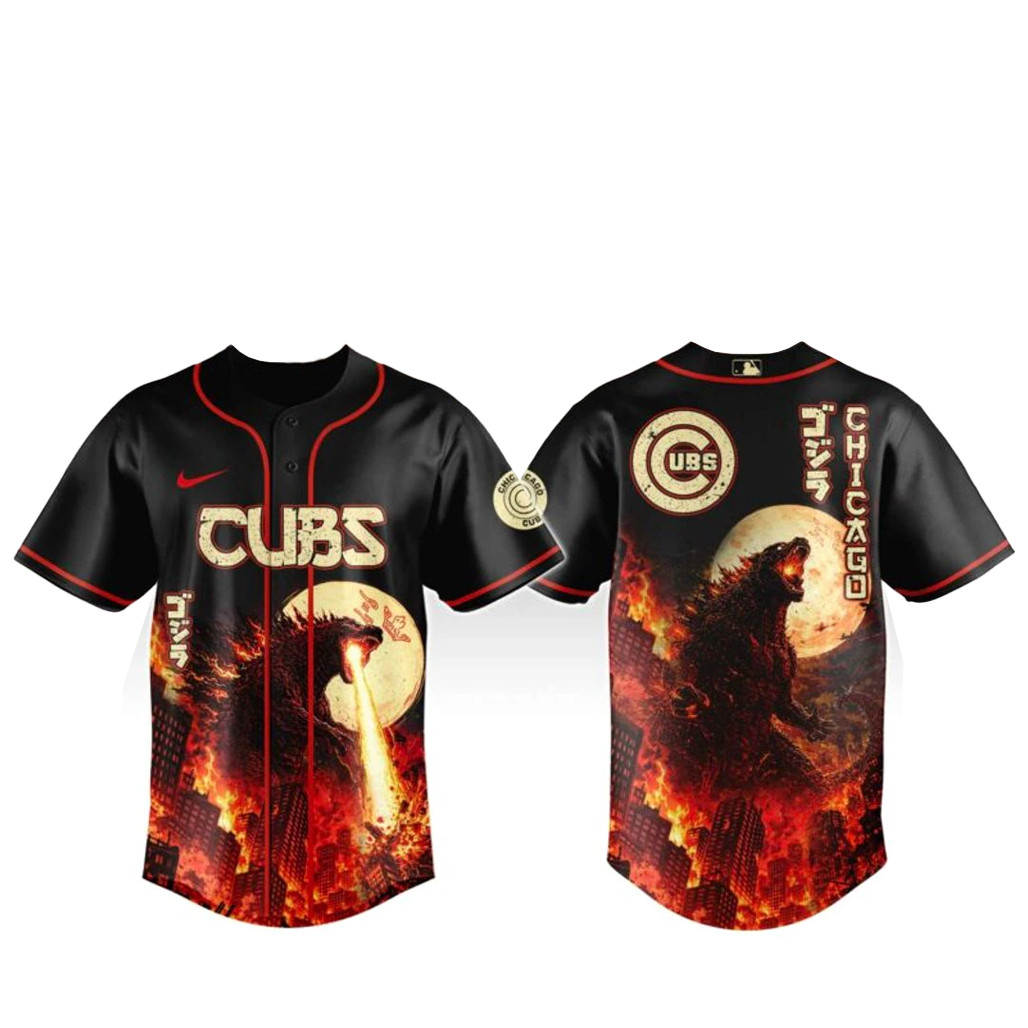 Chicago Cubs x Godzilla King of Monsters Baseball Jersey 1 - Unicasport Chicago Cubs x Godzilla King of Monsters Baseball Jersey