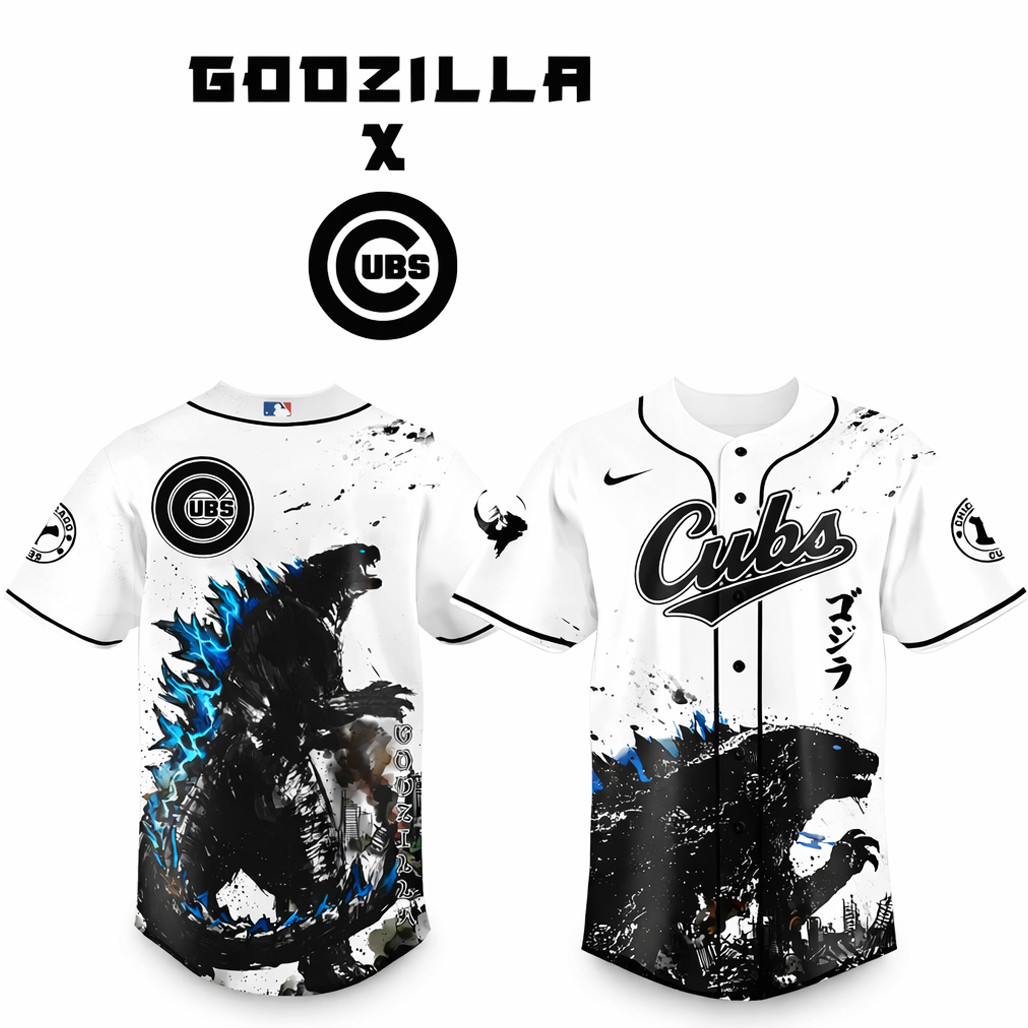 Chicago Cubs x Godzilla Monster Baseball Jersey 1 - Unicasport Chicago Cubs x Godzilla Monster Baseball Jersey