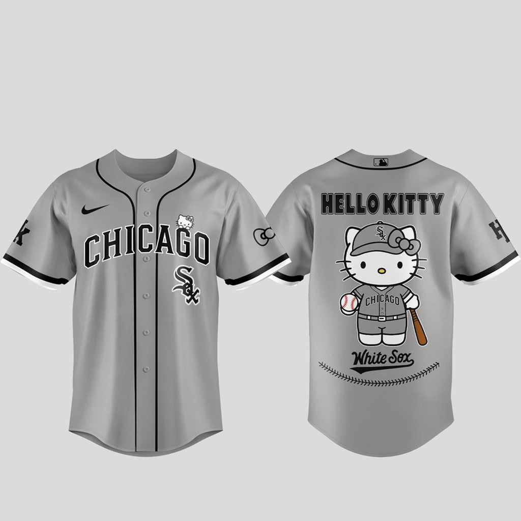 Chicago White Sox Hello Kitty Night 2026 Gray Baseball Jersey 1 - Unicasport Chicago White Sox Hello Kitty Night 2026 Gray Baseball Jersey