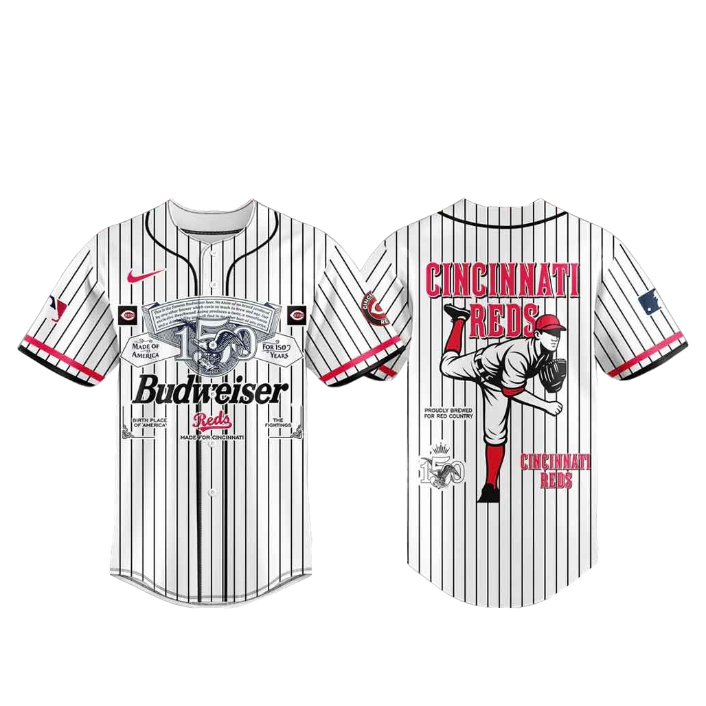 Cincinnati Reds x Budweiser 150Th Anniversary Baseball Jersey 1 - Unicasport Cincinnati Reds x Budweiser 150Th Anniversary Baseball Jersey