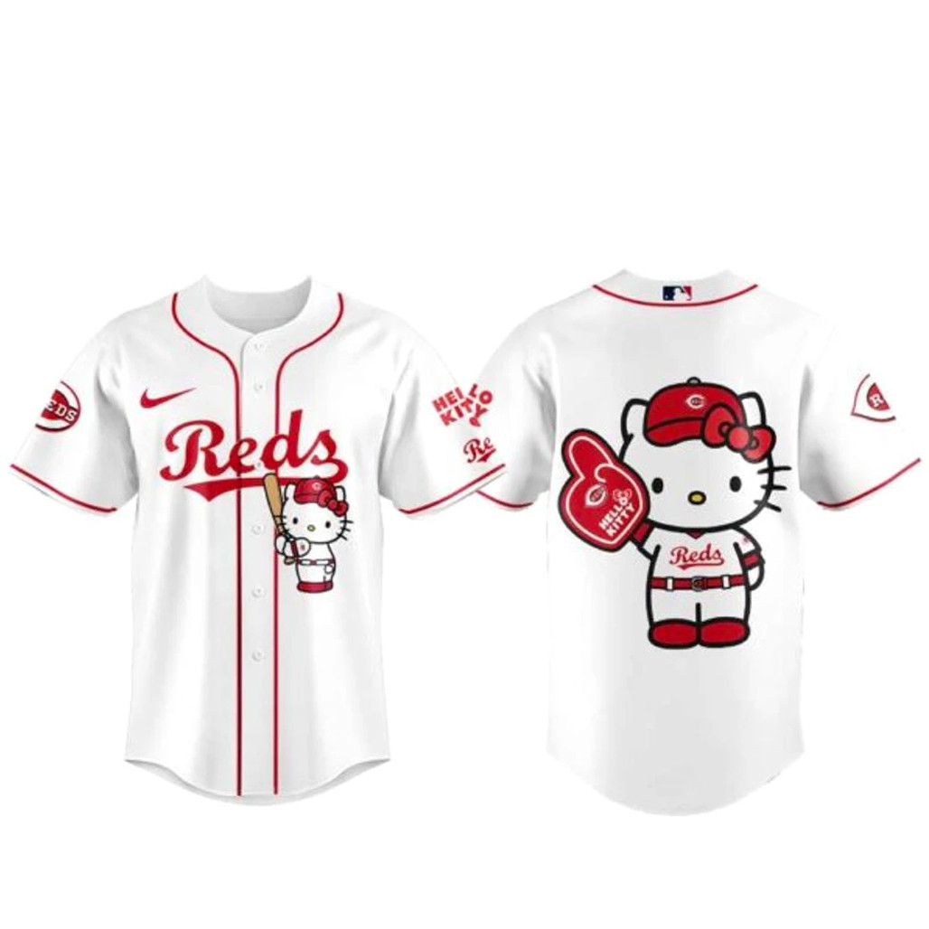 Cincinnati Reds x Hello Kitty 2026 White Baseball Jersey 1 - Unicasport Cincinnati Reds x Hello Kitty 2026 White Baseball Jersey