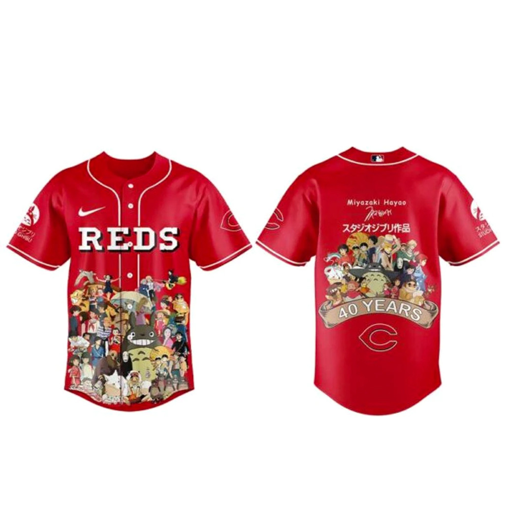 Cincinnati Reds x Studio Ghibli 40th Anniversary Baseball Jersey 1 - Unicasport Cincinnati Reds x Studio Ghibli 40th Anniversary Baseball Jersey