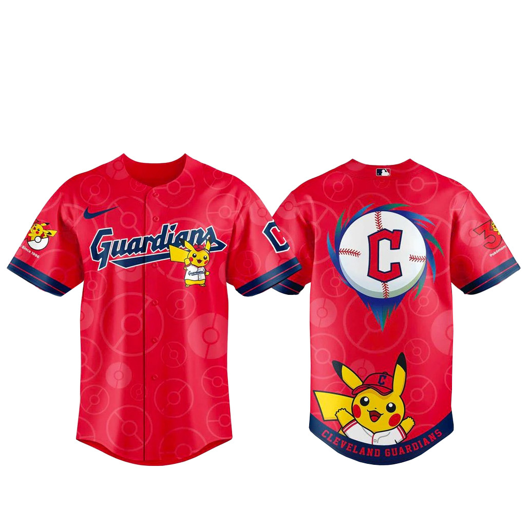 Cleveland Guardians x Pokemon 30th Anniversary Baseball Jersey 1 - Unicasport Cleveland Guardians x Pokemon 30th Anniversary Baseball Jersey