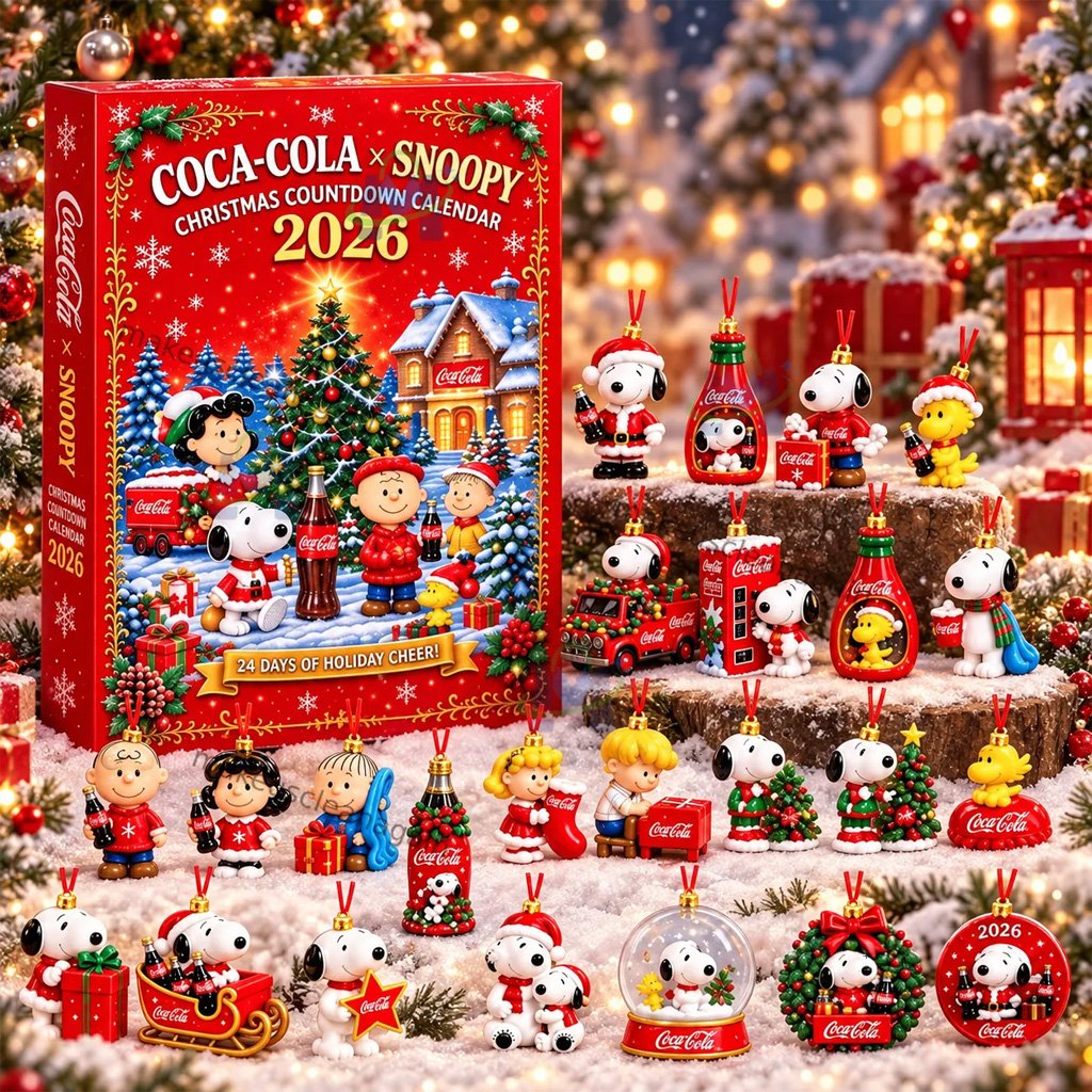 Coca-Cola X Snoopy Christmas Advent Calendar 2026 Holiday Cheer Countdown Box Ornament Decor