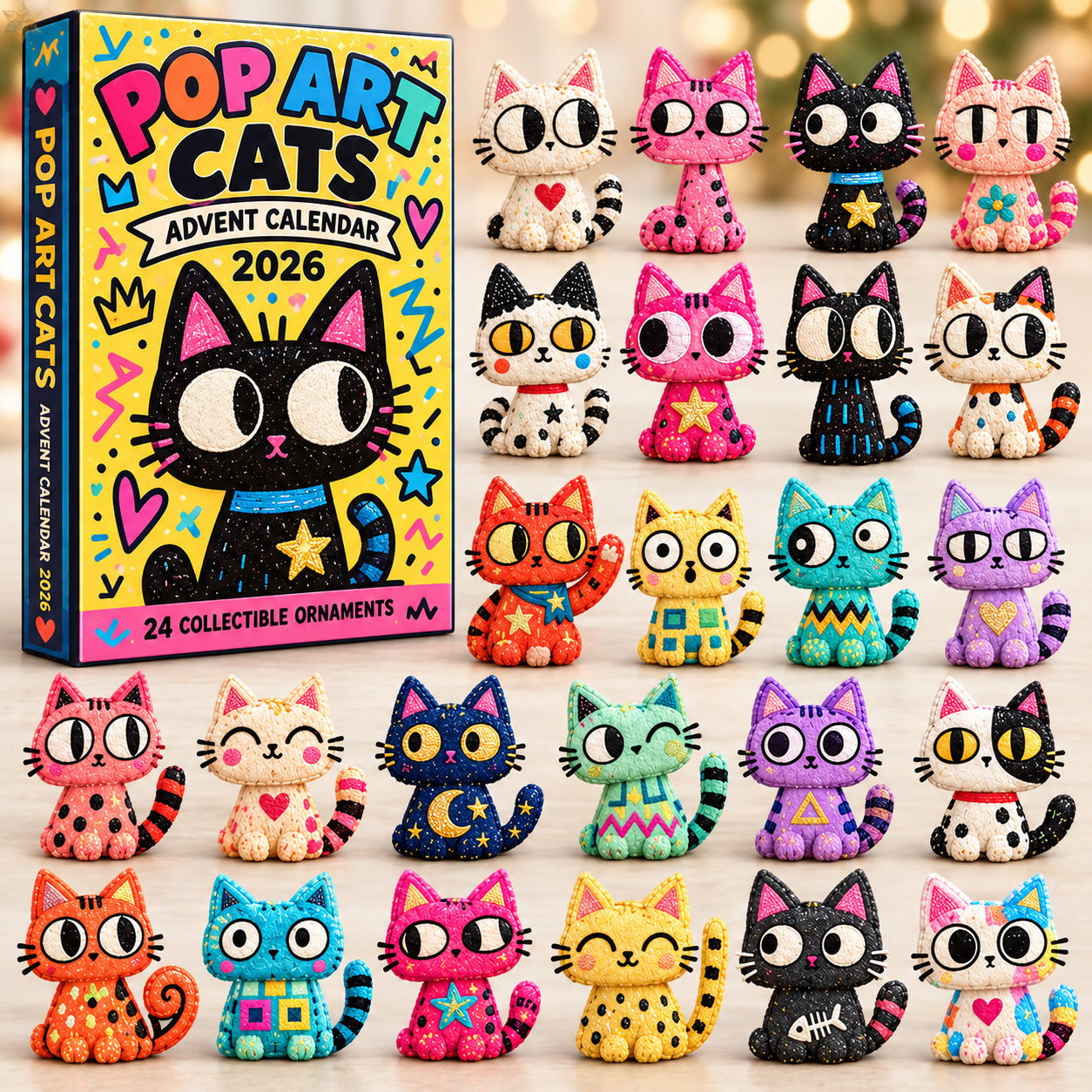 Colorful Cats Advent Calendar 2026 24 Day Christmas Countdown Gift For Cat Lover