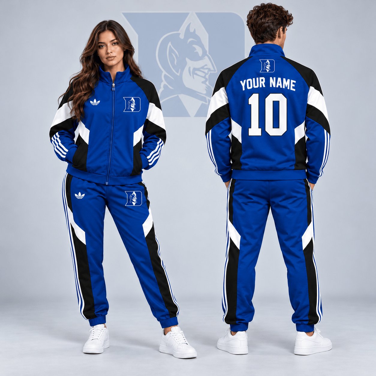 Custom Duke Blue Devils Merch Retro Colorblock Jacket And Sweatpants Gift For Blue Devils Lover