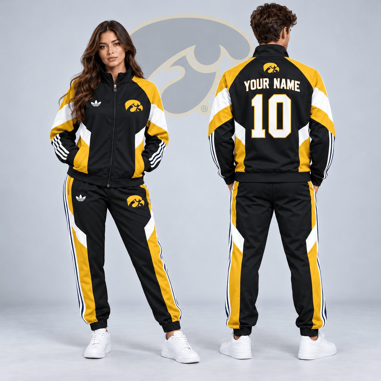 Custom Iowa Hawkeyes Merch Retro Colorblock Jacket And Sweatpants Gift For Hawkeyes Lover