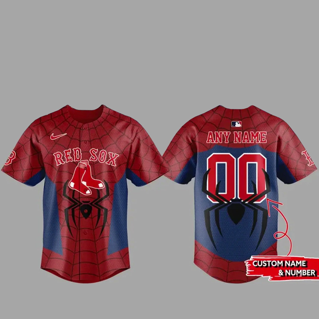 Custom Name & Number Boston Red Sox x Spider Man 2026 Baseball Jersey 1 - Unicasport Custom Name & Number Boston Red Sox x Spider Man 2026 Baseball Jersey