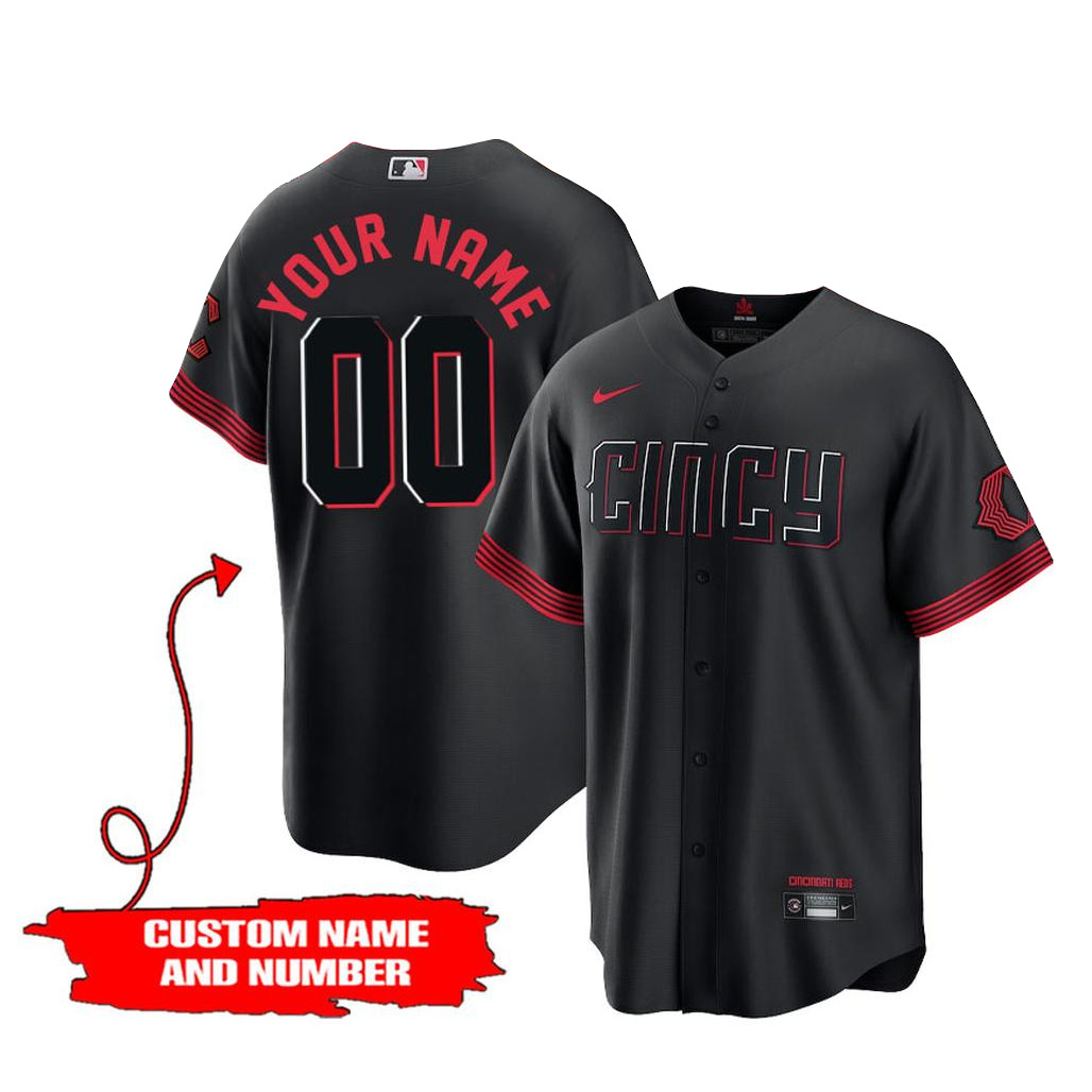 Custom Name & Number Cincinnati Reds City Connect 2026 Black Baseball Jersey 1 - Unicasport Custom Name & Number Cincinnati Reds City Connect 2026 Black Baseball Jersey