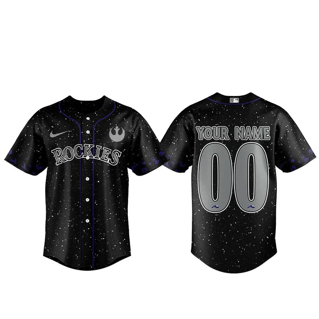 Custom Name & Number Colorado Rockies Star Wars Night 2026 Dark Version Baseball Jersey 1 - Unicasport Custom Name & Number Colorado Rockies Star Wars Night 2026 Dark Version Baseball Jersey