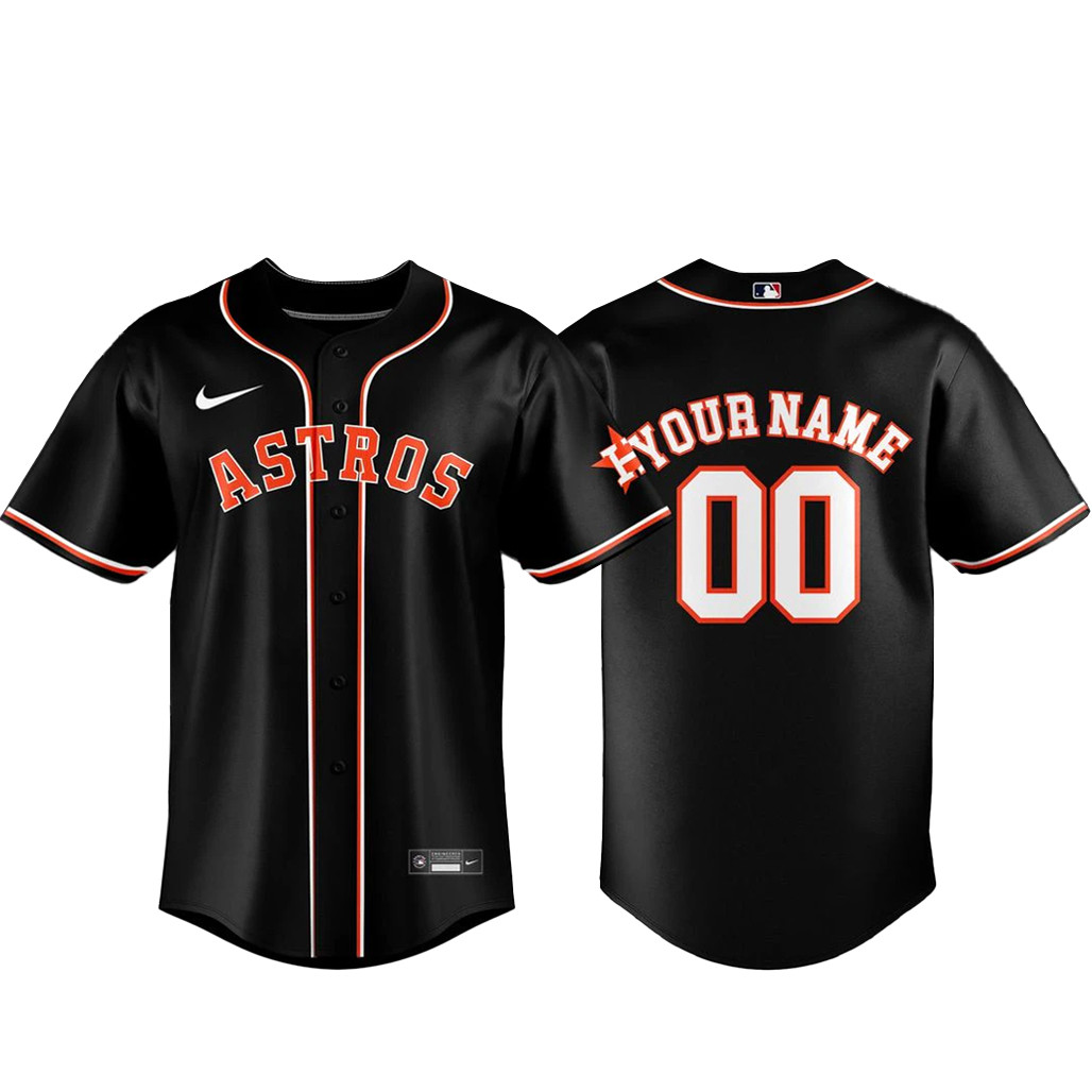 Custom Name & Number Houston Astros Black Out 2026 Baseball Jersey 1 - Unicasport Custom Name & Number Houston Astros Black Out 2026 Baseball Jersey