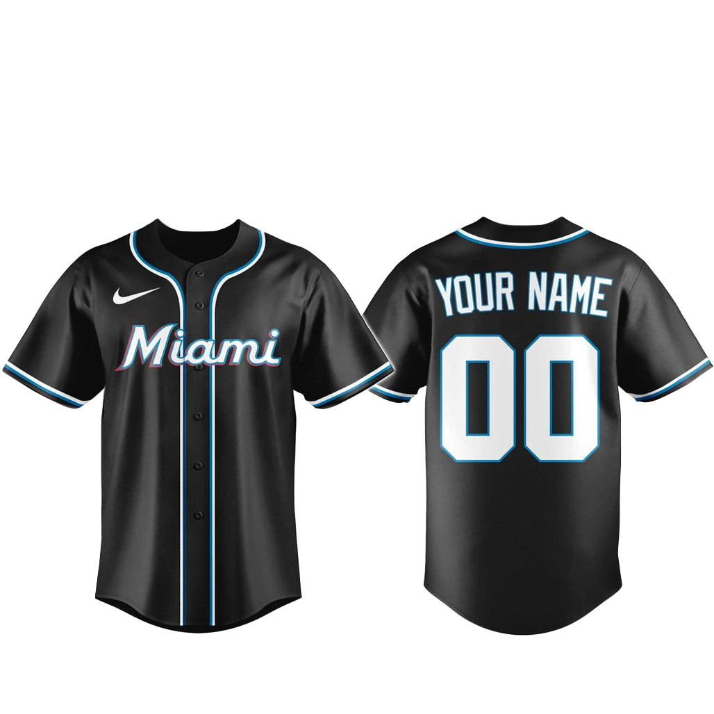 Custom Name & Number Miami Marlins Blackout Built For The Night 2026 Baseball Jersey 1 - Unicasport Custom Name & Number Miami Marlins Blackout Built For The Night 2026 Baseball Jersey
