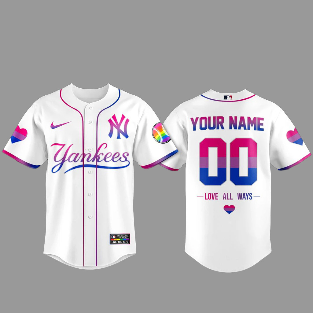 Custom Name & Number New York Yankees Pride Day Love All Ways Baseball Jersey 2026 1 - Unicasport Custom Name & Number New York Yankees Pride Day Love All Ways Baseball Jersey 2026
