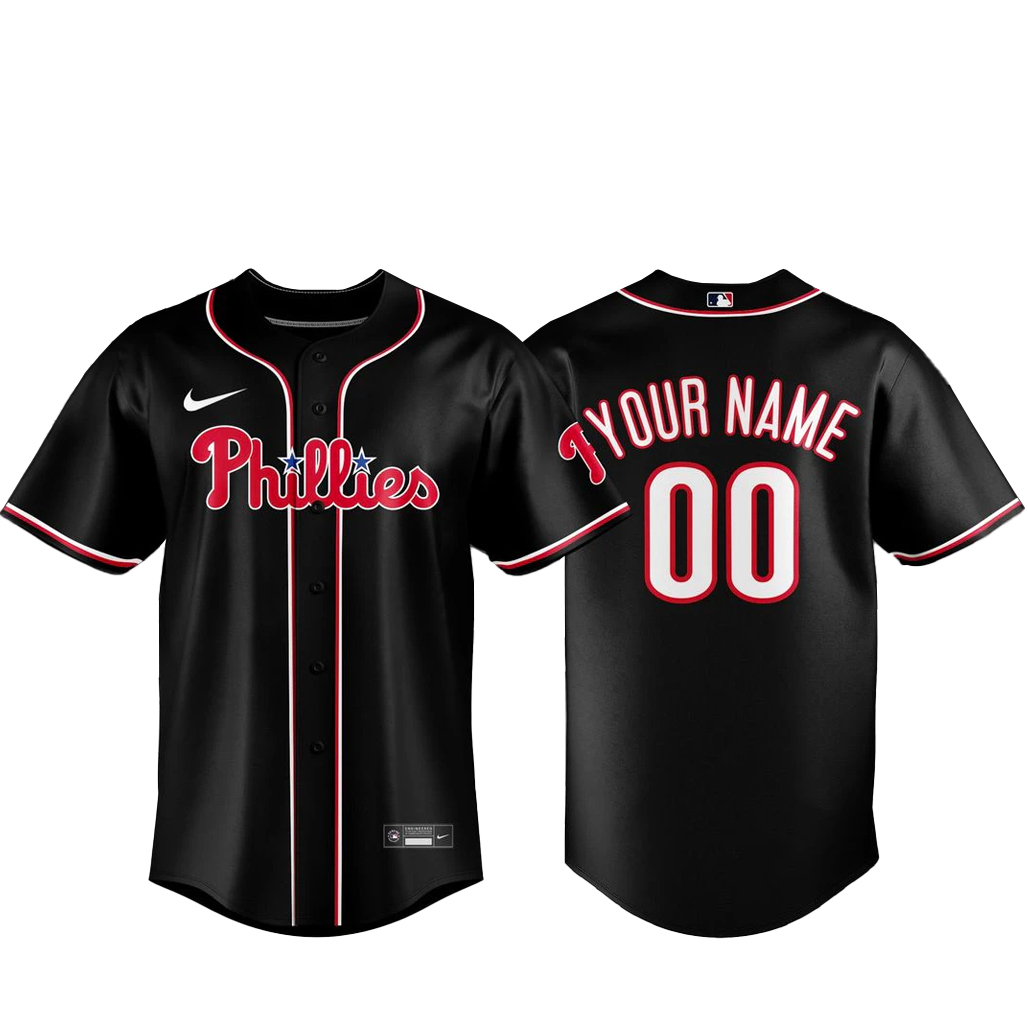 Custom Name & Number Philadelphia Phillies Black Out 2026 Baseball Jersey 1 - Unicasport Custom Name & Number Philadelphia Phillies Black Out 2026 Baseball Jersey