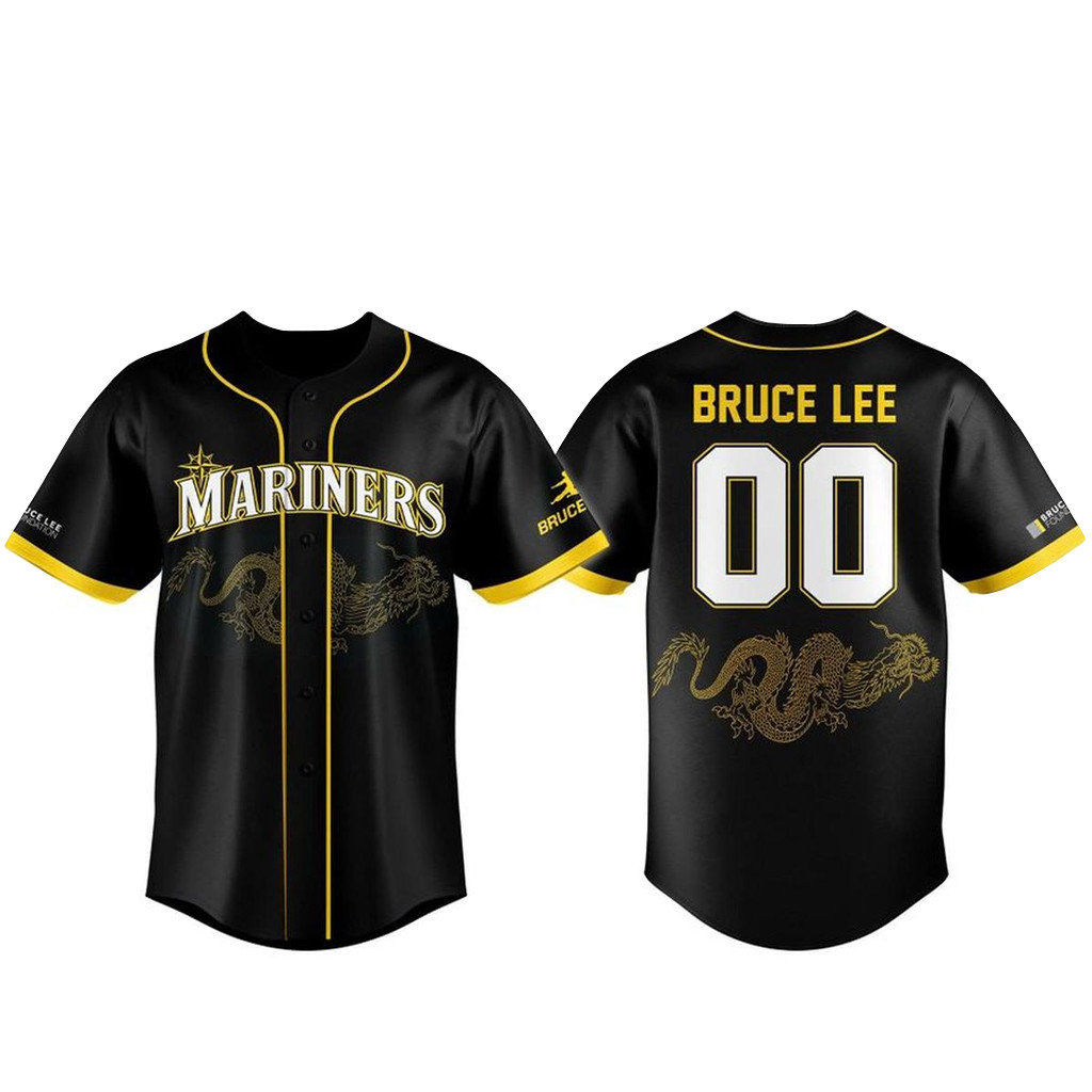 Custom Name & Number Seattle Mariners Bruce Lee Night 2026 Baseball Jersey 1 - Unicasport Custom Name & Number Seattle Mariners Bruce Lee Night 2026 Baseball Jersey