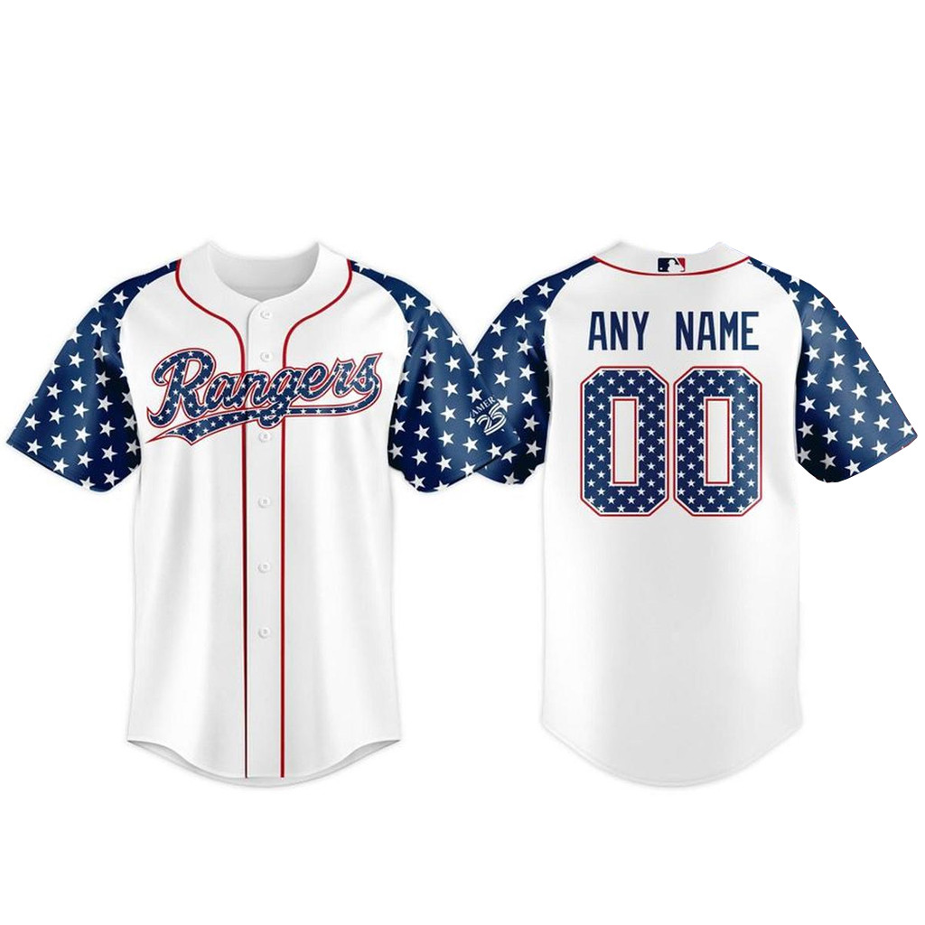 Custom Name & Number Texas Rangers Americas 250th 2026 Baseball Jersey 1 - Unicasport Custom Name & Number Texas Rangers Americas 250th 2026 Baseball Jersey