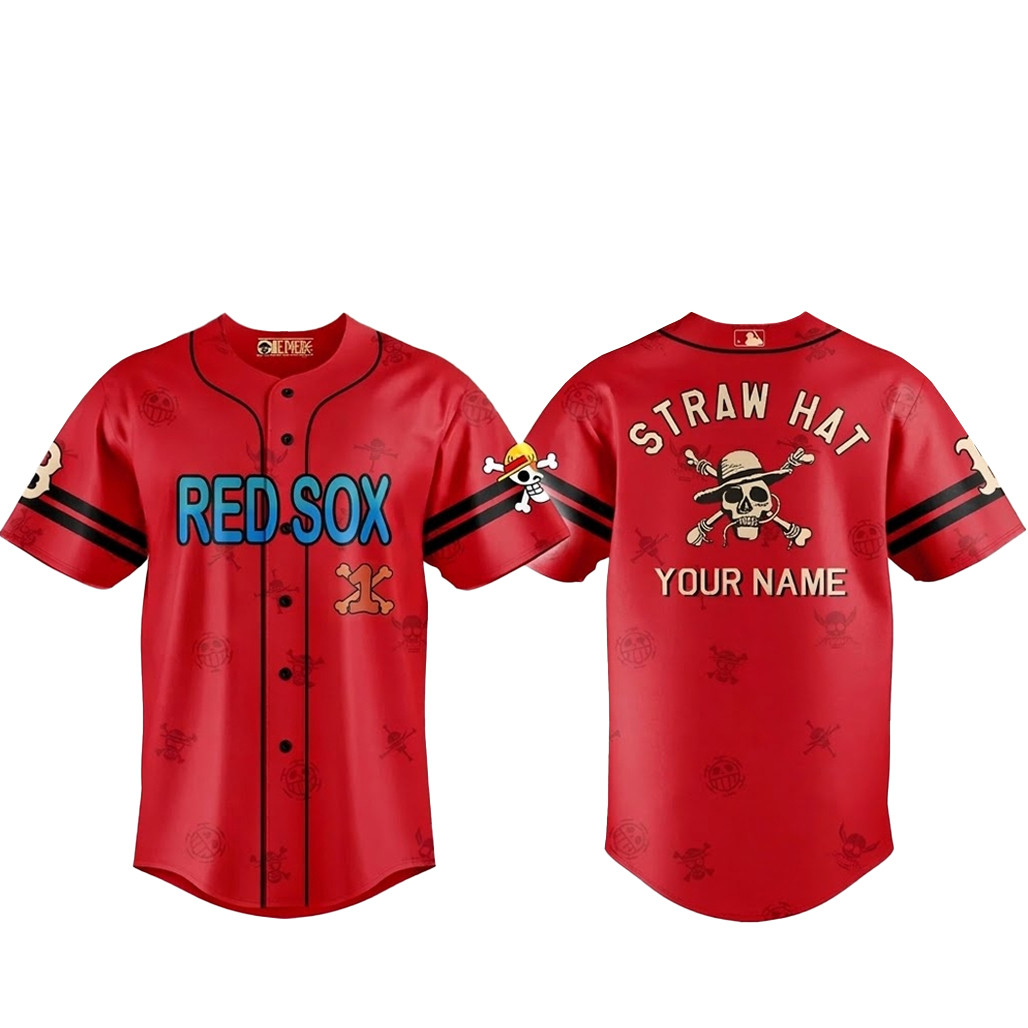 Custom Name Boston Red Sox One Piece 2 Live Action Luffy Neighbours Baseball Jersey 1 - Unicasport Custom Name Boston Red Sox One Piece 2 Live Action Luffy Neighbours Baseball Jersey