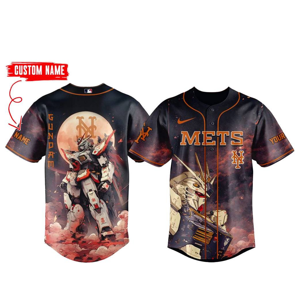 Custom Name New York Mets x Gundam Baseball Jersey 1 - Unicasport Custom Name New York Mets x Gundam Baseball Jersey