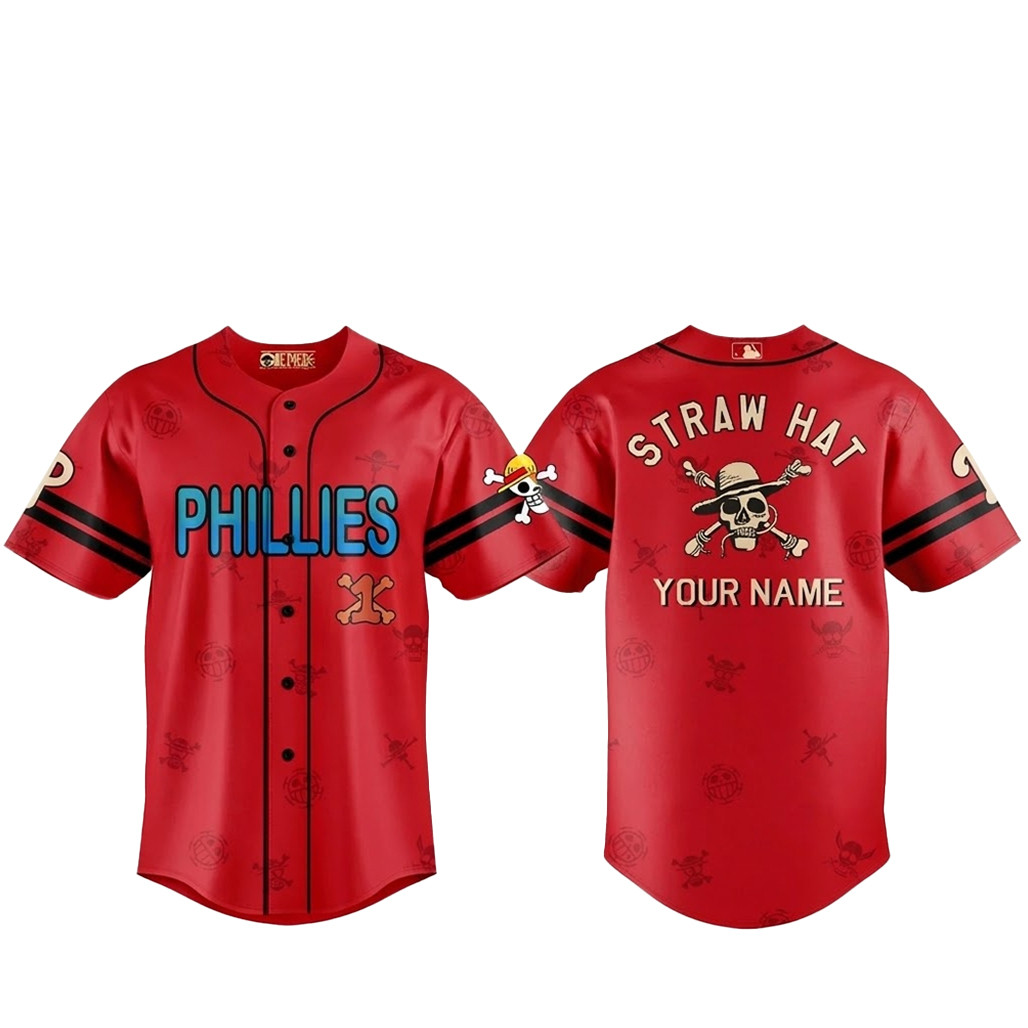 Custom Name Philadelphia Phillies One Piece 2 Live Action Luffy Neighbours Baseball Jersey 1 - Unicasport Custom Name Philadelphia Phillies One Piece 2 Live Action Luffy Neighbours Baseball Jersey