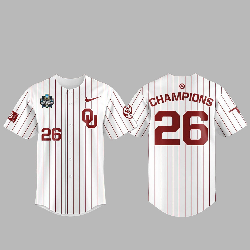 Custom Number Oklahoma Sooners 2026 College World Series Champions Baseball Jersey 1 - Unicasport Custom Number Oklahoma Sooners 2026 College World Series Champions Baseball Jersey