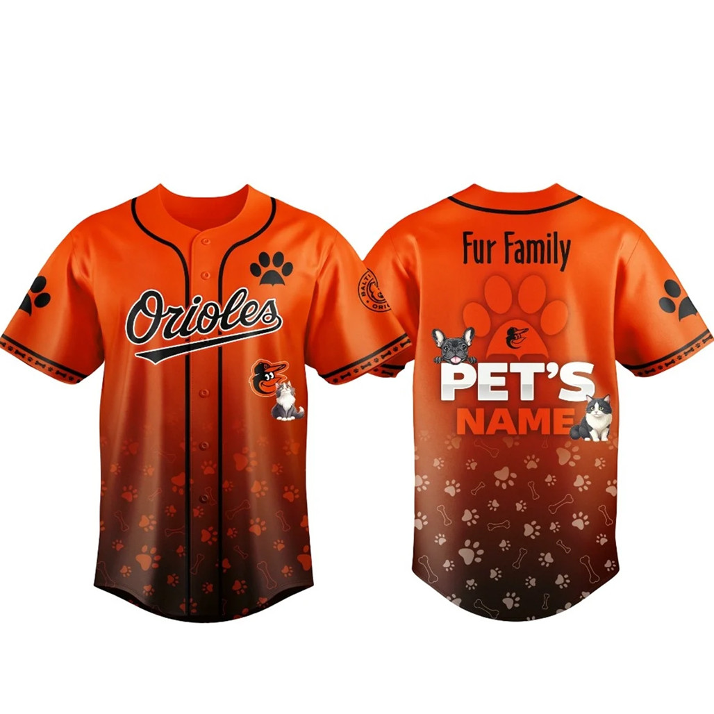 Custom Pets Name Baltimore Orioles Fur Family Pet Game Night 2026 Baseball Jersey 1 - Unicasport Custom Pets Name Baltimore Orioles Fur Family Pet Game Night 2026 Baseball Jersey