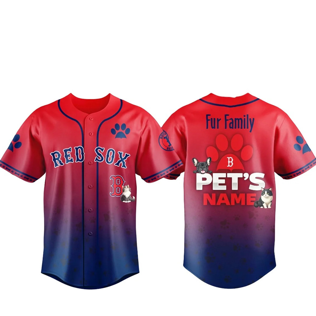 Custom Pets Name Boston Red Sox Fur Family Pet Game Night 2026 Baseball Jersey 1 - Unicasport Custom Pets Name Boston Red Sox Fur Family Pet Game Night 2026 Baseball Jersey