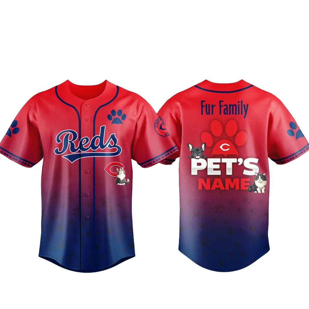Custom Pets Name Cincinnati Reds Fur Family Pet Game Night 2026 Baseball Jersey 1 - Unicasport Custom Pets Name Cincinnati Reds Fur Family Pet Game Night 2026 Baseball Jersey