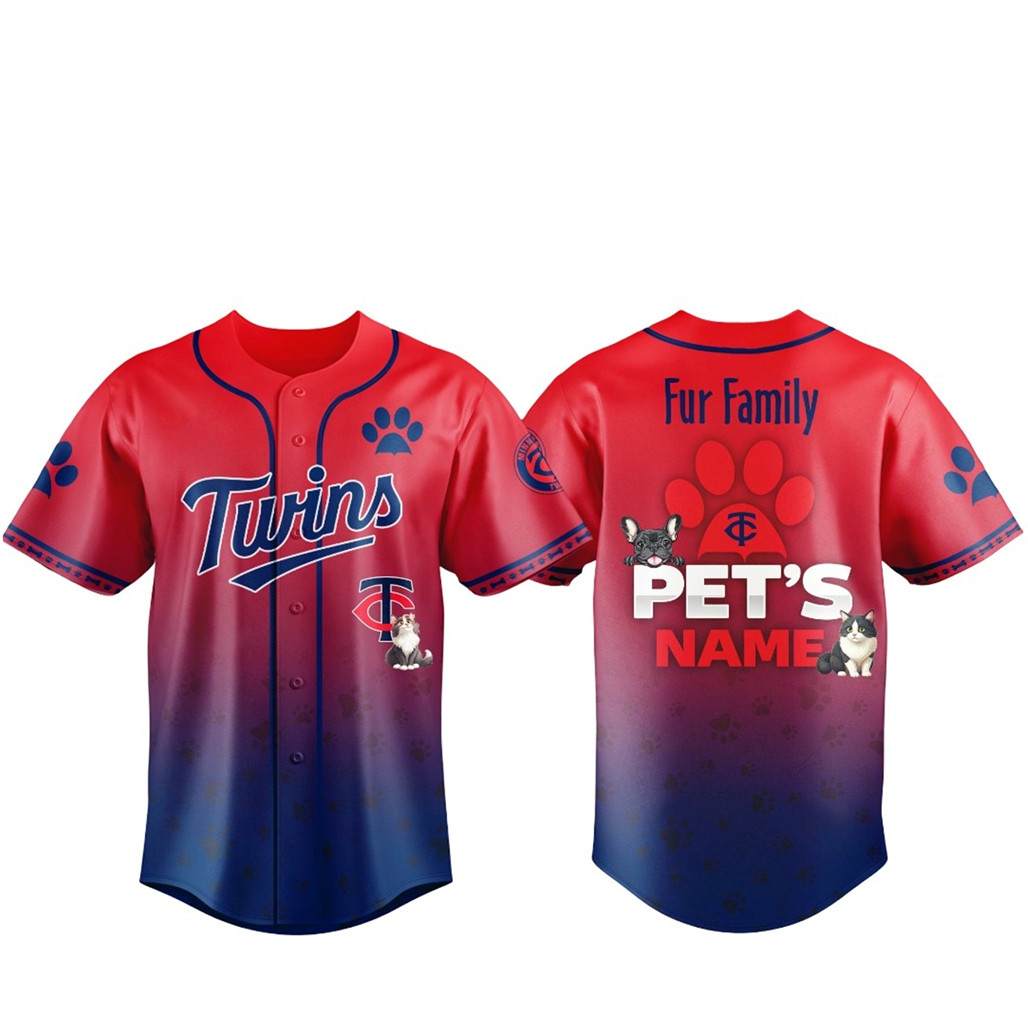 Custom Pets Name Minnesota Twins Fur Family Pet Game Night 2026 Baseball Jersey 1 - Unicasport Custom Pets Name Minnesota Twins Fur Family Pet Game Night 2026 Baseball Jersey
