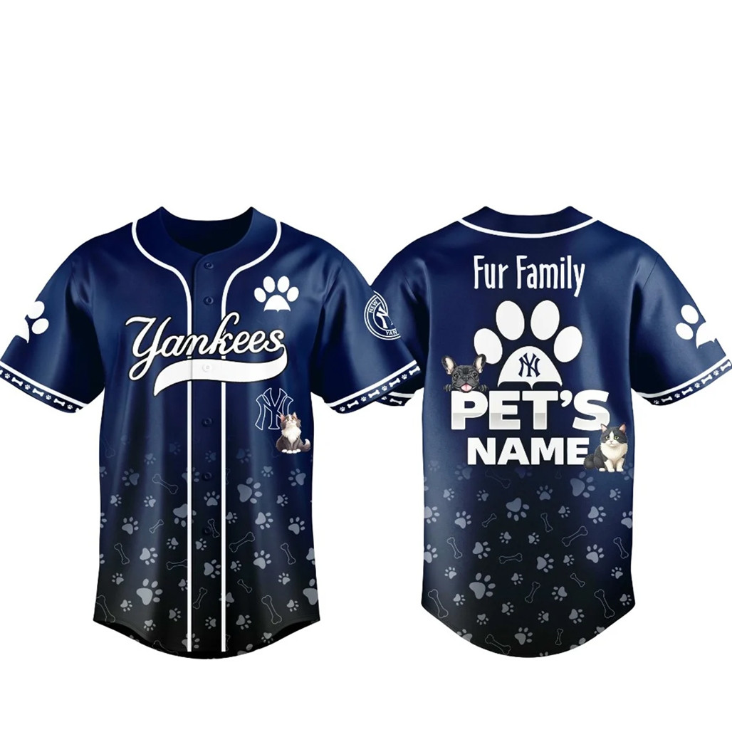 Custom Pets Name New York Yankees Fur Family Pet Game Night 2026 Baseball Jersey 1 - Unicasport Custom Pets Name New York Yankees Fur Family Pet Game Night 2026 Baseball Jersey