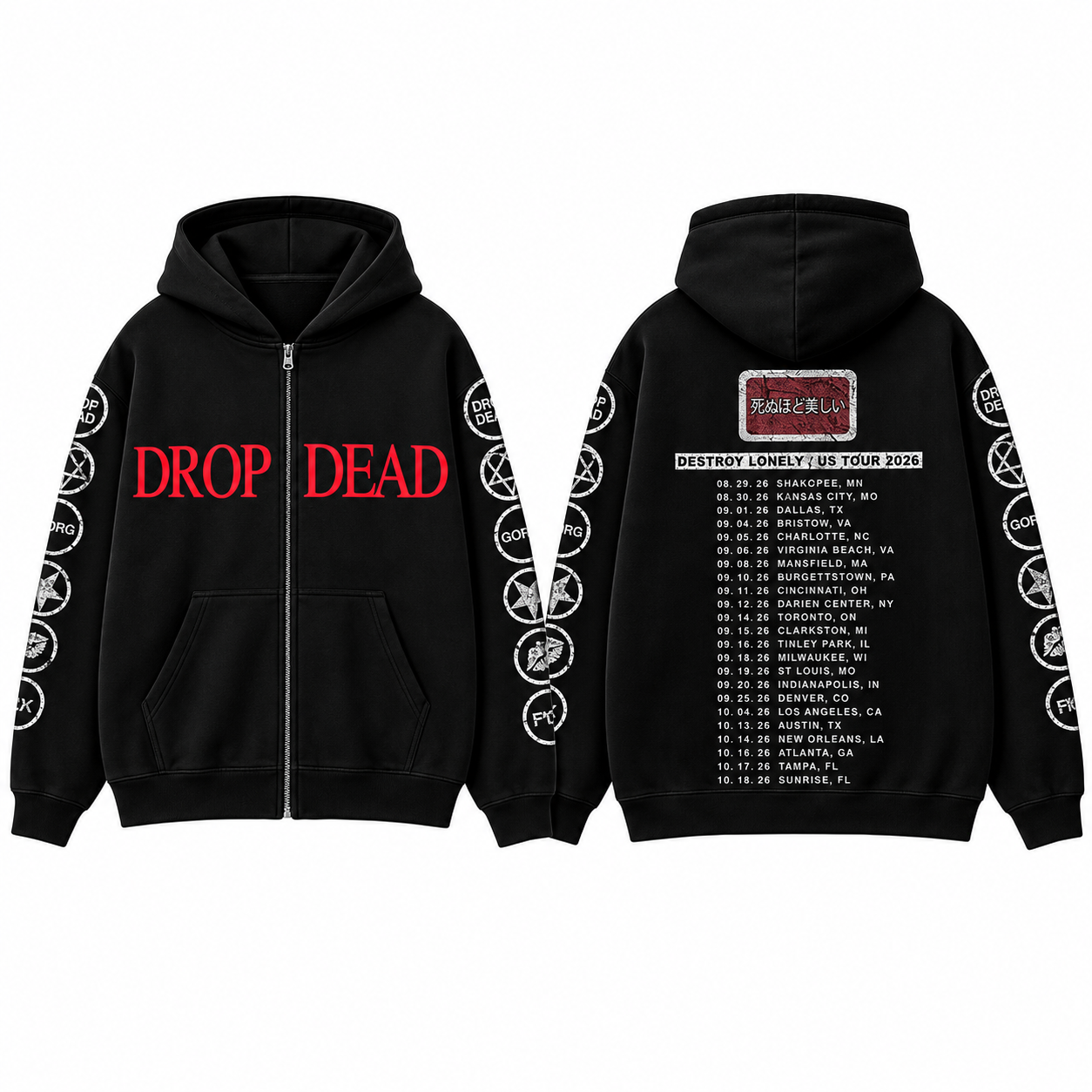 Destroy Lonely Drop Dead Zip Hoodie Merch 2 - merchtourboutique destroy lonely drop dead zip hoodie merch tJNHA - merchtourboutique