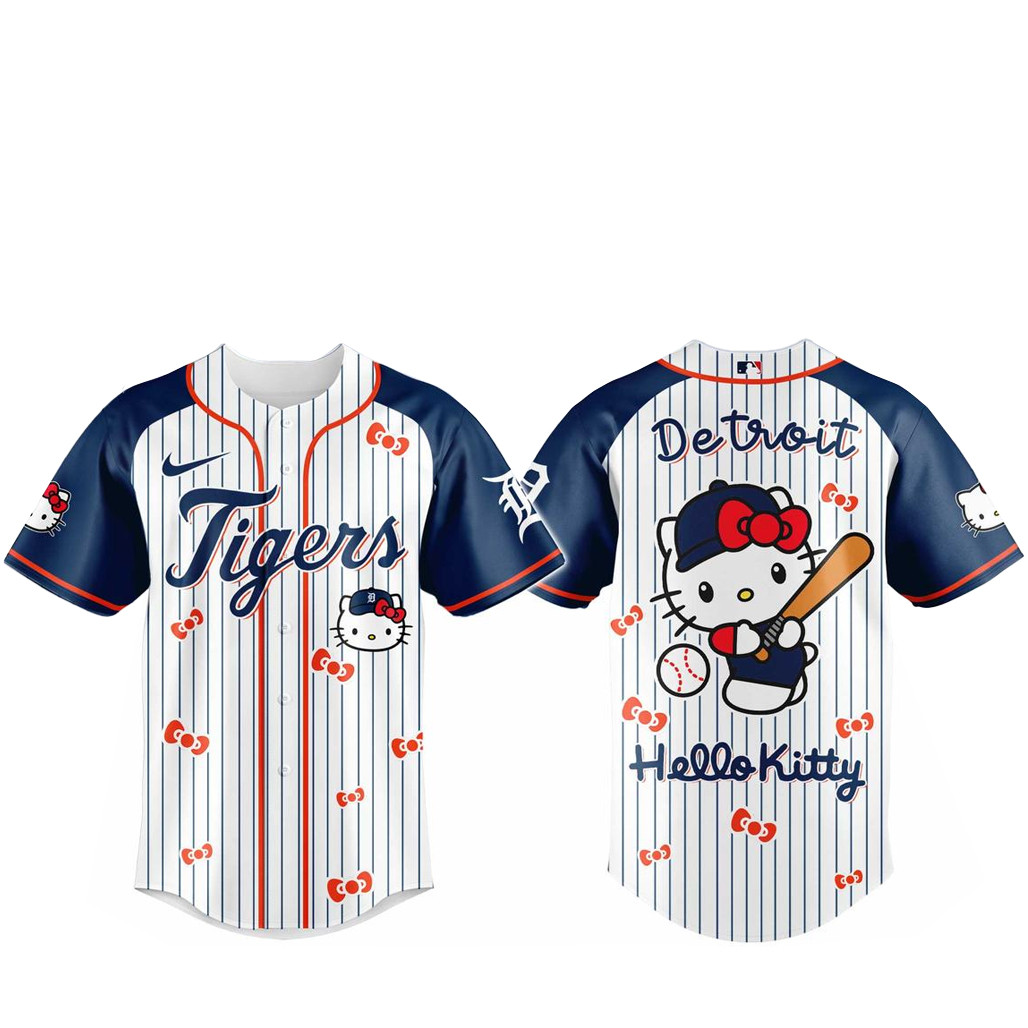 Detroit Tigers x Hello Kitty 2026 And Sanrio World Baseball Jersey 1 - Unicasport Detroit Tigers x Hello Kitty 2026 And Sanrio World Baseball Jersey