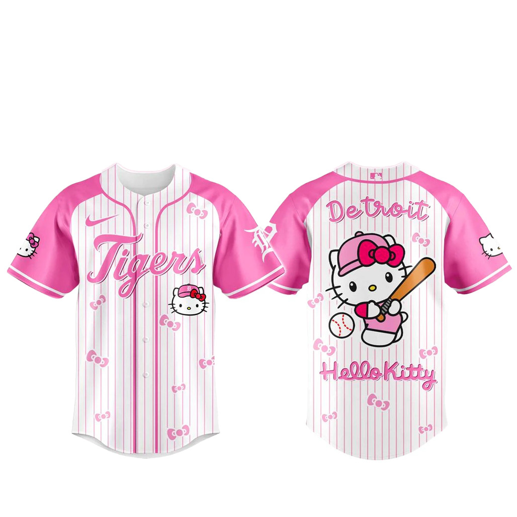 Detroit Tigers x Hello Kitty 2026 Pink Baseball Jersey 1 - Unicasport Detroit Tigers x Hello Kitty 2026 Pink Baseball Jersey