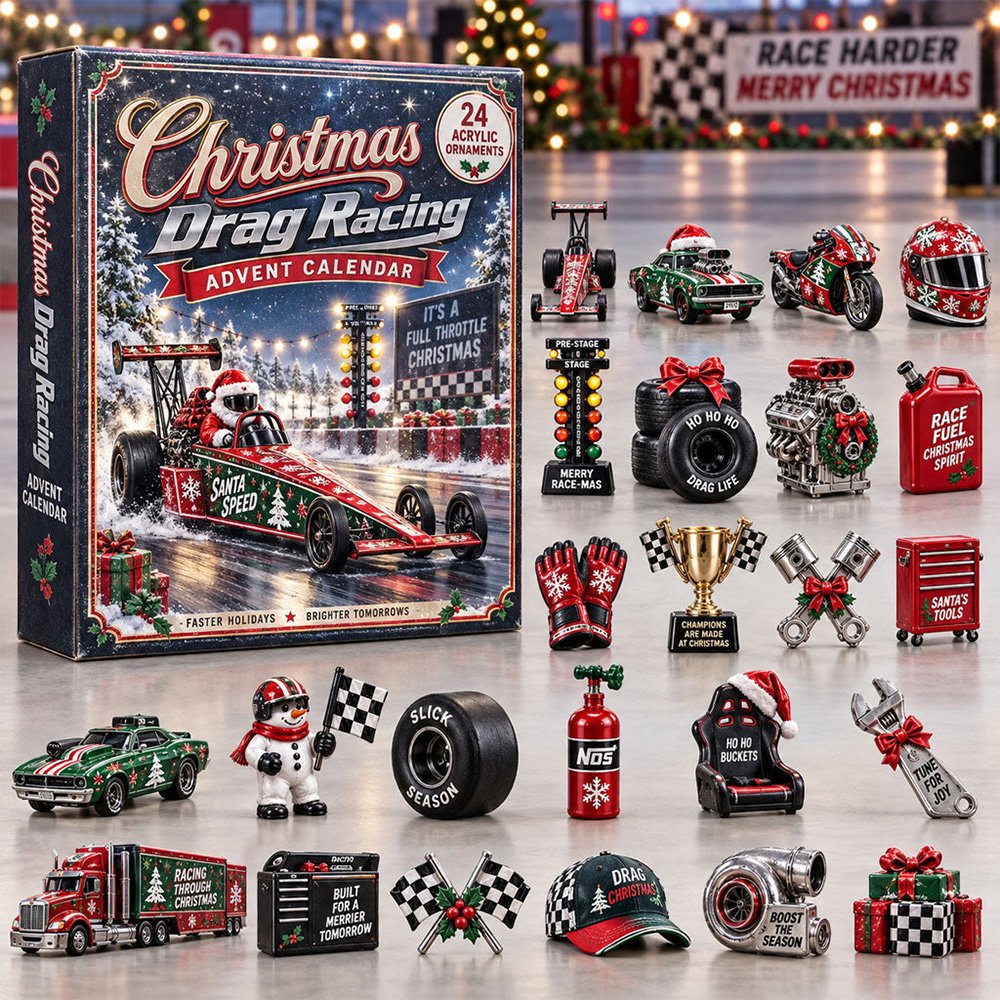 Drag Racing Christmas Advent Calendar Xmas Decor Items Presents For Racing Lovers